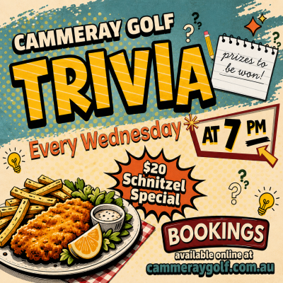 Wednesday Trivia at Cammeray Golf Club.  Free to play,  Weekly prizes.  Everyone is welcome.